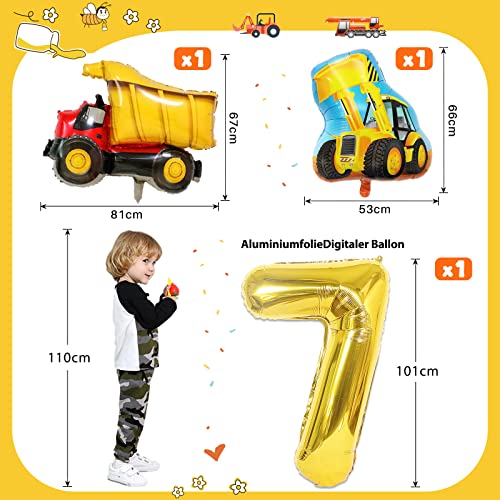 NYOBABE Excavador Decoración Cumpleaños Niño 7 año, Excavador Globos Fiesta Cumpleaños niño 7 año with Excavador Juguete Cumpleaños Excavador Globos para Infantil Niño Fiesta