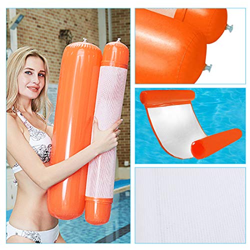 O-Kinee Hamaca de Agua Inflable Flotante Cama Agua Flotante de Agua Plegado Hamaca Hinchable Hamaca Lounge Silla Cómoda Piscina Playa Flotador para Adultos (Naranja)