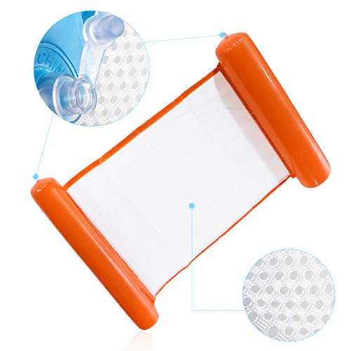 O-Kinee Hamaca de Agua Inflable Flotante Cama Agua Flotante de Agua Plegado Hamaca Hinchable Hamaca Lounge Silla Cómoda Piscina Playa Flotador para Adultos (Naranja)