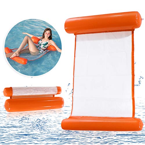 O-Kinee Hamaca de Agua Inflable Flotante Cama Agua Flotante de Agua Plegado Hamaca Hinchable Hamaca Lounge Silla Cómoda Piscina Playa Flotador para Adultos (Naranja)