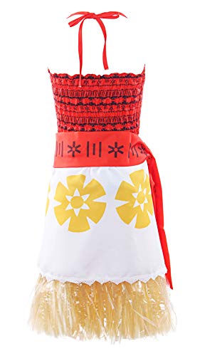 O.AMBW Vestido Hawaiano de Moana Cosplay Vaiana Heroina Jefe de la Isla Motunui Disfraz con Accesorio Moana Collar Aventura Navegar Cosplay para Carnaval Halloween Verano Playa Piscina Juego rol