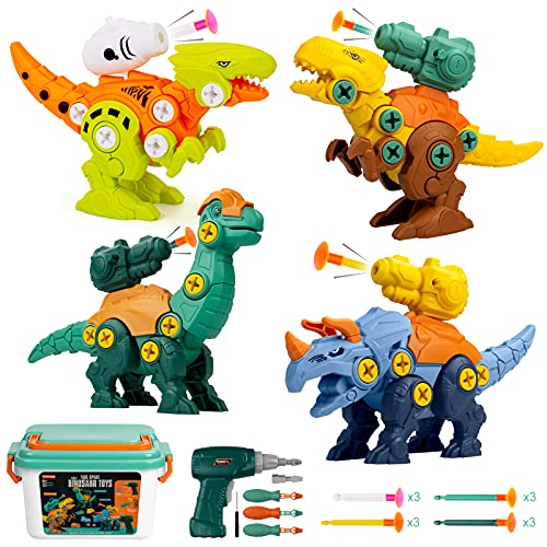 OMEW Juguetes de Dinosaurios Desmontables para niños con lanzadores, un Conjunto de Regalos de Juguetes educativos de construcción para niños niñas