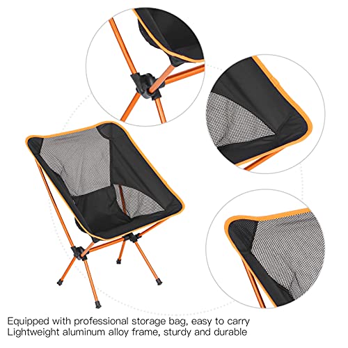 Onewer Silla de Camping Compacta, de Secado Rápido Y Fácil Almacenamiento Silla Portátil Estable con Bolsa de Almacenamiento para Barbacoa para Pescar para Acampar(Naranja)