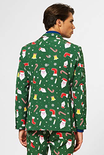 OppoSuits Fun Ugly Christmas Suits for Men – The Rudolph – Full Suit: Jacket, Pants & Tie Traje de Hombre, Santaboss, 48