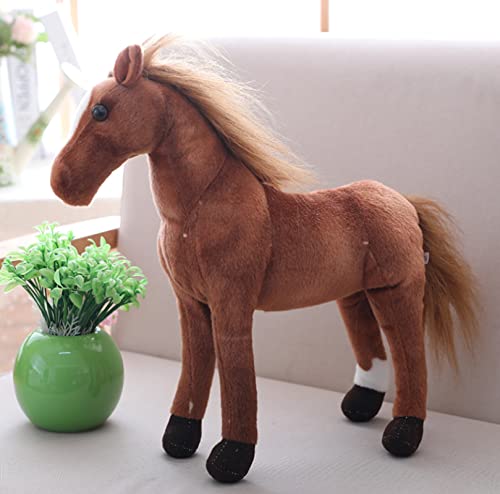 Oujppc Simulación Akhal-Teke Horses Muñeco De Peluche, Caballos Realistas Juguetes De Peluche Suave, Peluche para Niños, 30Cm