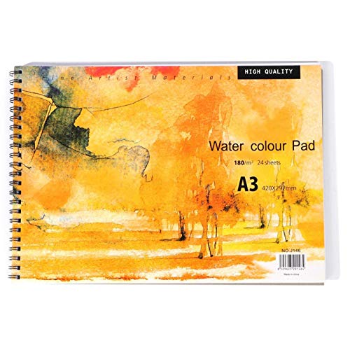 Oumefar Cuaderno de Pintura A3 de Papel Pastel, Cuaderno de Pintura de Acuarela, Cuaderno de bocetos, Bloc de Notas para Pintar, Suministros de Dibujo