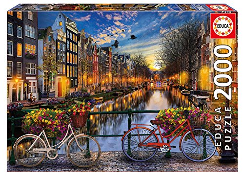 Outletdelocio Pack Puzzle Educa 17127. Amsterdam. 2000 Piezas + Tapete Universal Puzzle Roll 4809/64239