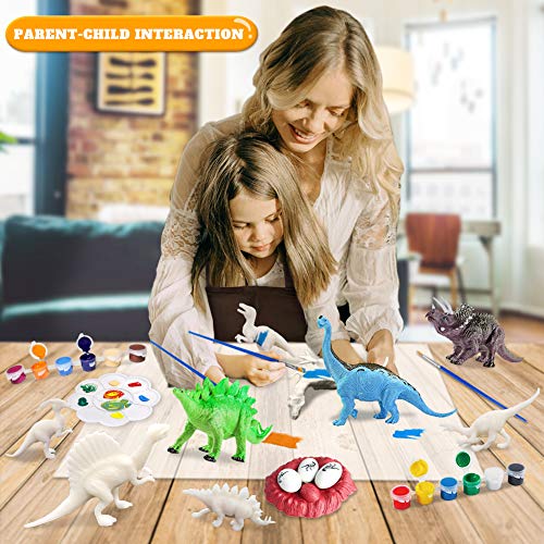 Paint Your Own Dinosaur, 44Pcs 3D Dinosaur Painting Kits for Kids DIY Dinosaur Figurines Arts Crafts Set Fun Creative Activity Christmas & Birthday Craft Gift for 3-10-Year-Old Kids Boys Girls