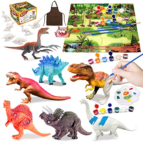 Paint Your Own Dinosaur, 44Pcs 3D Dinosaur Painting Kits for Kids DIY Dinosaur Figurines Arts Crafts Set Fun Creative Activity Christmas & Birthday Craft Gift for 3-10-Year-Old Kids Boys Girls