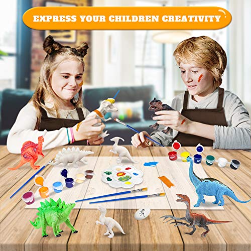 Paint Your Own Dinosaur, 44Pcs 3D Dinosaur Painting Kits for Kids DIY Dinosaur Figurines Arts Crafts Set Fun Creative Activity Christmas & Birthday Craft Gift for 3-10-Year-Old Kids Boys Girls