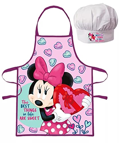 Palleon Minnie - Juego de delantal y gorro de cocina para niños