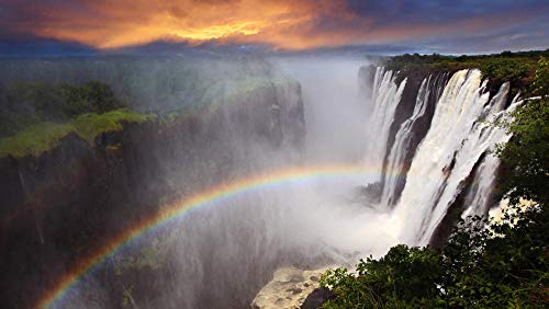 PANDABOOM Rompecabezas De 35 Piezas Arco Iris sobre Las Cataratas Victoria, Zambia Puzzles para Adultos, Regalo para El Día De La Madre