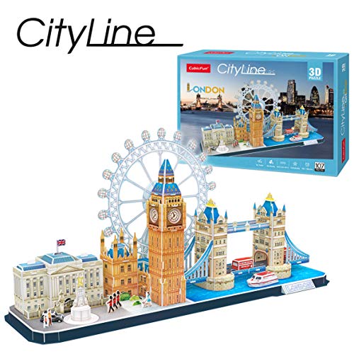 Party town- World Brands London, Puzzles para Adultos y Niños, Maquetas para Montar, Rompecabezas 3D, Regalos Divertidos, Cultura, Viajar Desde Casa, Multicolor (CubicFun MC253H)