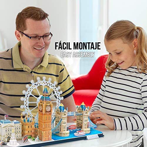 Party town- World Brands London, Puzzles para Adultos y Niños, Maquetas para Montar, Rompecabezas 3D, Regalos Divertidos, Cultura, Viajar Desde Casa, Multicolor (CubicFun MC253H)