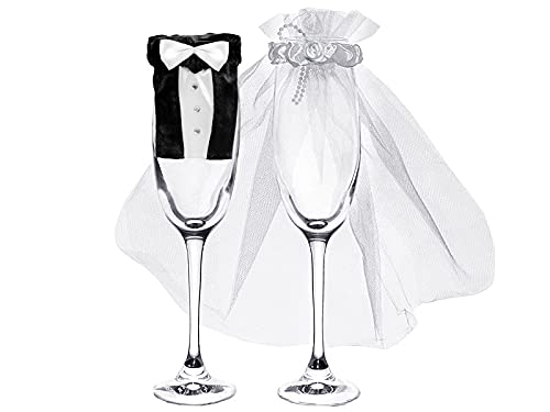 PartyDeco uk-karton – Juego de 2 piezas para cubrir las copas - Forma de vestidos de novios