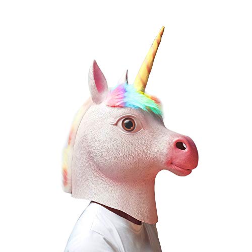 PartyHop Máscara de Unicornio Máscaras de Cabeza de Animal de Látex Realistas para Halloween Desfile de Carnaval Fiesta de Disfraces