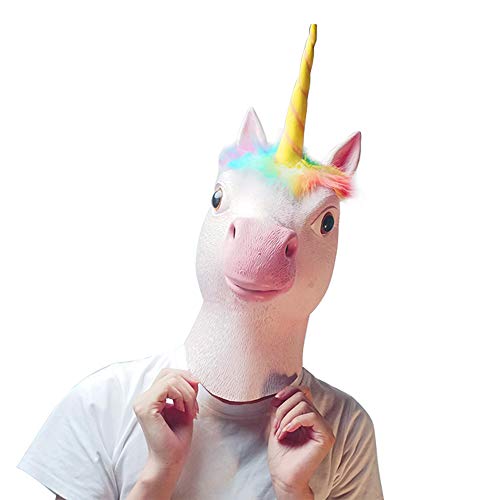 PartyHop Máscara de Unicornio Máscaras de Cabeza de Animal de Látex Realistas para Halloween Desfile de Carnaval Fiesta de Disfraces