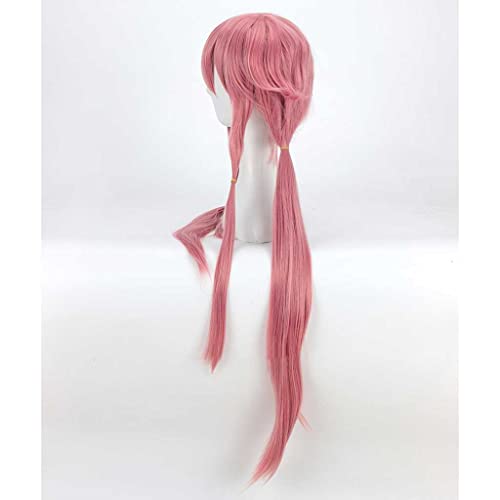 Peluca Cosplay Anime，Peluca Mirai Nikki Gasai Yuno，Pink Long Straight Peluca Cosplay,con Red de Peluca Gratis,Halloween Hair,para Cosplay de Fiesta ​diari