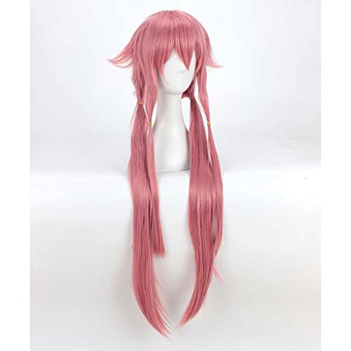 Peluca Cosplay Anime，Peluca Mirai Nikki Gasai Yuno，Pink Long Straight Peluca Cosplay,con Red de Peluca Gratis,Halloween Hair,para Cosplay de Fiesta ​diari