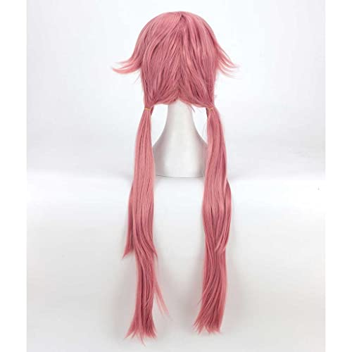 Peluca Cosplay Anime，Peluca Mirai Nikki Gasai Yuno，Pink Long Straight Peluca Cosplay,con Red de Peluca Gratis,Halloween Hair,para Cosplay de Fiesta ​diari