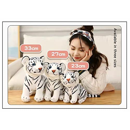 Peluche de tigre de peluche pequeño, con forma de tigre kawaii, linda almohada de peluche suave tigre, regalo para bebés y niños (33 cm, blanco)