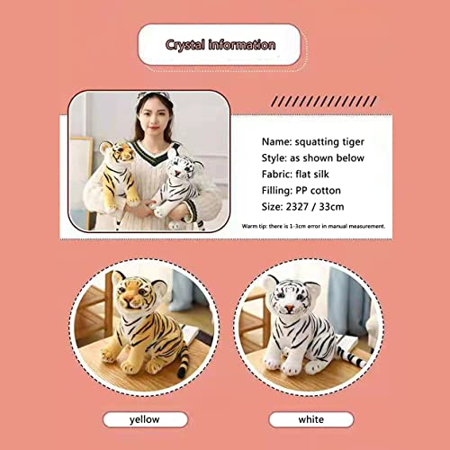 Peluche de tigre de peluche pequeño, con forma de tigre kawaii, linda almohada de peluche suave tigre, regalo para bebés y niños (33 cm, blanco)