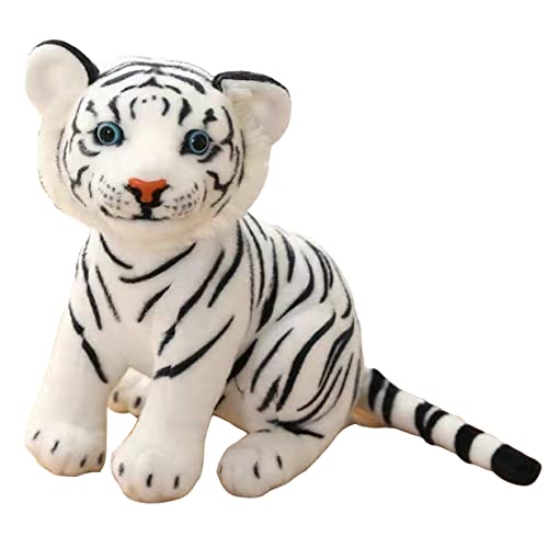 Peluche de tigre de peluche pequeño, con forma de tigre kawaii, linda almohada de peluche suave tigre, regalo para bebés y niños (33 cm, blanco)