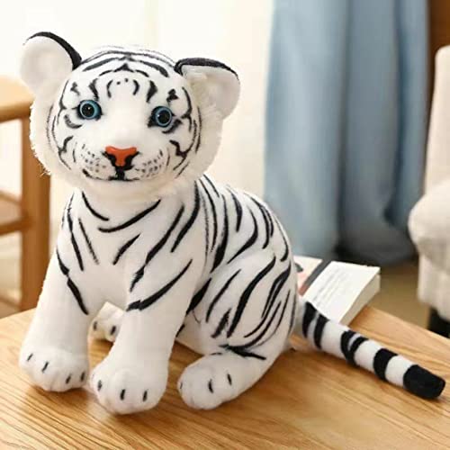 Peluche de tigre de peluche pequeño, con forma de tigre kawaii, linda almohada de peluche suave tigre, regalo para bebés y niños (33 cm, blanco)