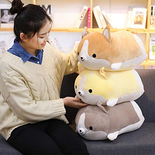 Peluches Corgi, Almohada para Shiba Inu, Cojines Sofa en Forma de Perro Lindo, Peluche de Animal Regalos para niños y niñas, Navidad, San Valentín, Día de la Madre 50cm,Amarillo-C