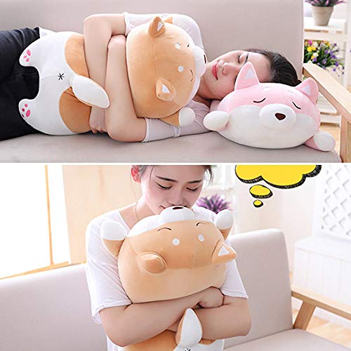 Peluches Corgi, Almohada para Shiba Inu, Cojines Sofa en Forma de Perro Lindo, Peluche de Animal Regalos para niños y niñas, Navidad, San Valentín, Día de la Madre 50cm,Amarillo-C