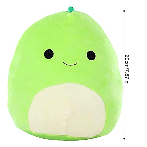 Peluches de Dinosaurio Kawaii Verde, Almohada de Dinosaurio 3D Lindo Animal de Peluche de Dinosaurio ,Cojín Lumbar Suave para la Espalda Peluche de Peluche, niñas Niños Regalo de cumpleaños 20 cm