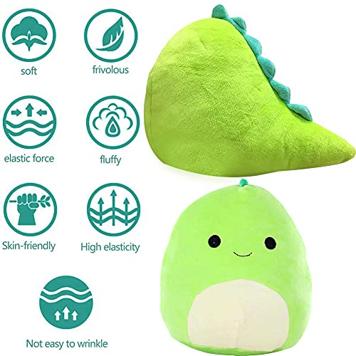 Peluches de Dinosaurio Kawaii Verde, Almohada de Dinosaurio 3D Lindo Animal de Peluche de Dinosaurio ,Cojín Lumbar Suave para la Espalda Peluche de Peluche, niñas Niños Regalo de cumpleaños 20 cm