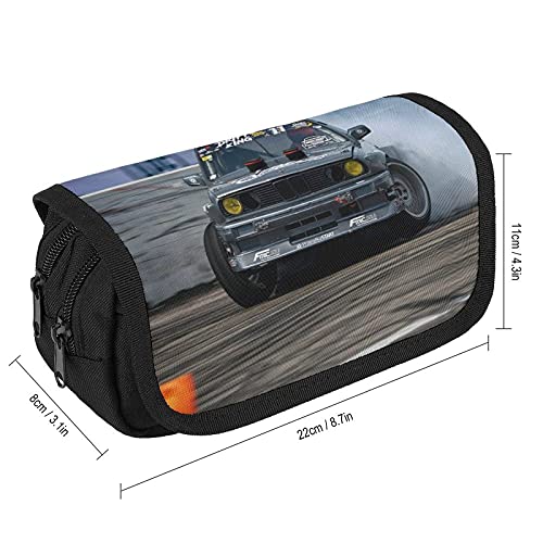 Pencil Case, Big Capacity Pencil Bag with Compartments and Zipper For Kids Drifting King Rally Car Car Drift Race Large Pencil Boxes For School Office Travel