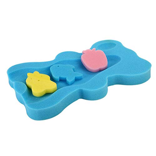 perfeclan Asiento De Esponja De Baño Suave para Bebé, Linda Alfombra De Espuma Antideslizante, Soporte De Seguridad para El Cuerpo, Cojín para Niños, Esponja De - Azul