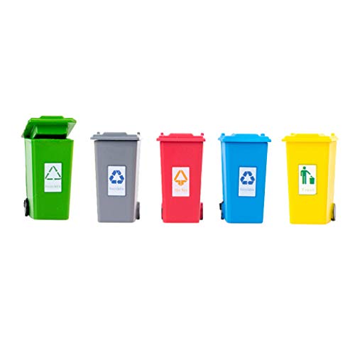 Perfeclan Paquete de 5 Cubos de Basura para niños para Juguetes de Camiones de Basura, Mini Cubo de Basura de plástico de Juguete Cubo de Basura para niños - 1:150