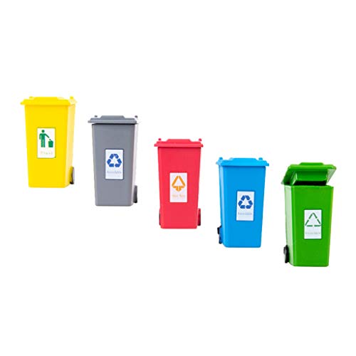 Perfeclan Paquete de 5 Cubos de Basura para niños para Juguetes de Camiones de Basura, Mini Cubo de Basura de plástico de Juguete Cubo de Basura para niños - 1:150