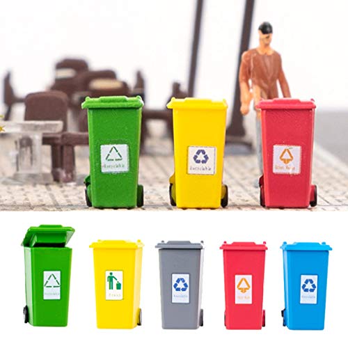 Perfeclan Paquete de 5 Cubos de Basura para niños para Juguetes de Camiones de Basura, Mini Cubo de Basura de plástico de Juguete Cubo de Basura para niños - 1:150