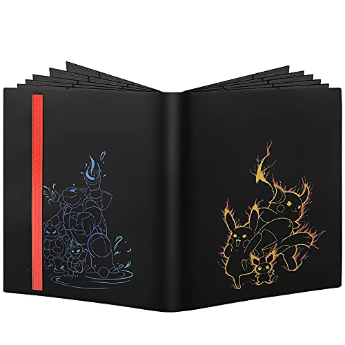 PhD Keisi Album Pokemon para Cartas Coleccionables,Tarjeta PM TCG de Juego, Colección Carpeta Compatible con Pokémon - Tiene Capacidad 324 Tarjetas - 18 páginas Premium - 9 Bolsillos(Black)