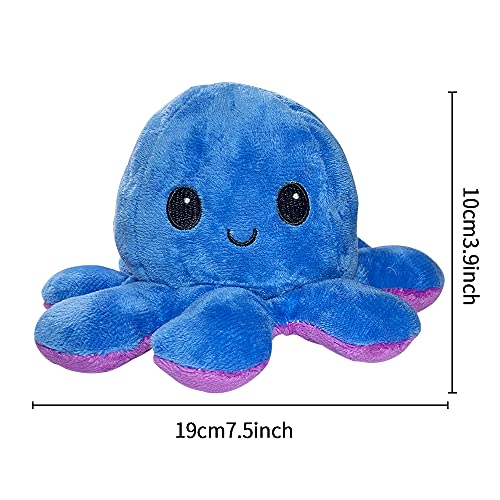 PIANETA Octopus - Peluche reversible, diseño de pulpo de doble cara, regalo para niños, niñas y niños, (Octopus Blue/Purple)