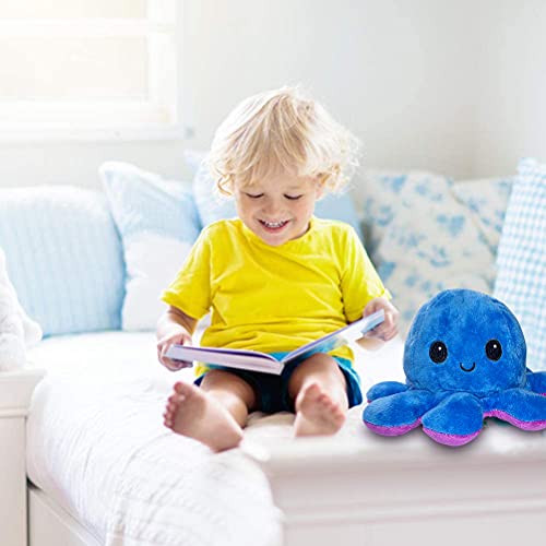 PIANETA Octopus - Peluche reversible, diseño de pulpo de doble cara, regalo para niños, niñas y niños, (Octopus Blue/Purple)