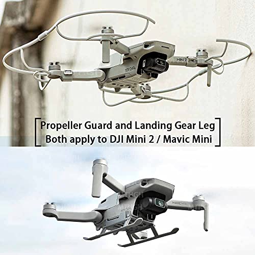 Pierna de tren de aterrizaje para DJI Mini 2 / Mavic Mini Drone + protector de hélices - Protector de hoja de seguridad de 360° para DJI Mini 2 / Mini 1 plegable altura extendida accesorio