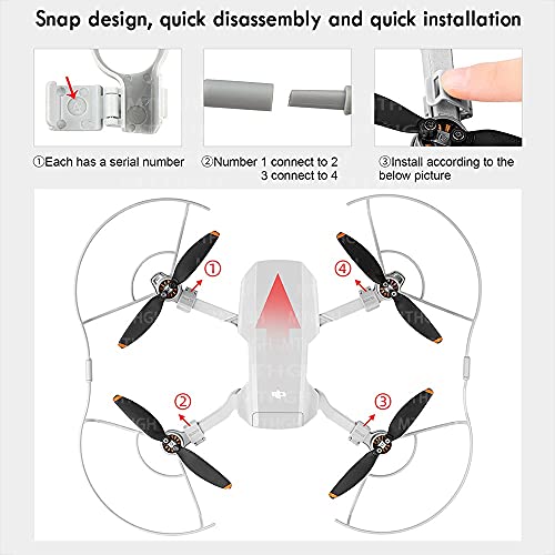 Pierna de tren de aterrizaje para DJI Mini 2 / Mavic Mini Drone + protector de hélices - Protector de hoja de seguridad de 360° para DJI Mini 2 / Mini 1 plegable altura extendida accesorio