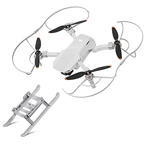 Pierna de tren de aterrizaje para DJI Mini 2 / Mavic Mini Drone + protector de hélices - Protector de hoja de seguridad de 360° para DJI Mini 2 / Mini 1 plegable altura extendida accesorio