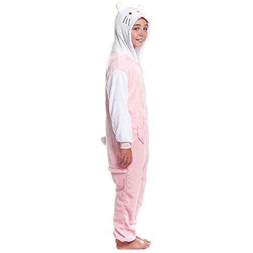 Pijamas Enteros de Animales Niñas y Niños Unisex【Tallas Infantiles 3 a 12 años】 Disfraz Gato Rosa Mono Enterizo Carnaval Fiestas【Talla 10-12 años】