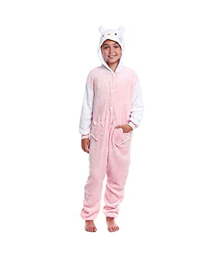 Pijamas Enteros de Animales Niñas y Niños Unisex【Tallas Infantiles 3 a 12 años】 Disfraz Gato Rosa Mono Enterizo Carnaval Fiestas【Talla 10-12 años】