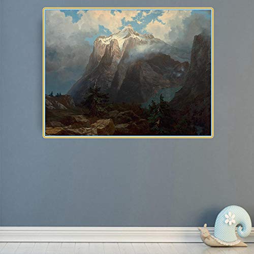 Pintura por números para adultos y niños - Albert Bierstadt - Monte Brewer del King's River Canyon, California- Kit de pintura digital por números en lienzo