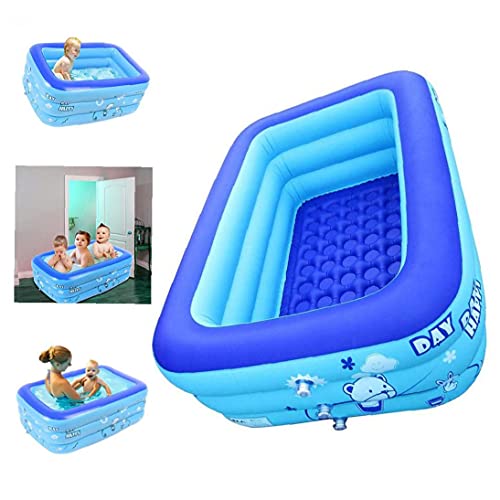 Piscina para niños, Familia Rectangular Piscina Inflable, un Golpe de agrupaciones de Kid plástico Duro de la Piscina de Juguete, pequeña Piscina para Jardines de Exterior del