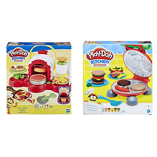 Play Doh -Cocina De Pizza, Multicolor, Talla Única Hasbro E4576Eu4 , Color/Modelo Surtido + La Barbacoa (Hasbro B5521Eu7) , Color/Modelo Surtido