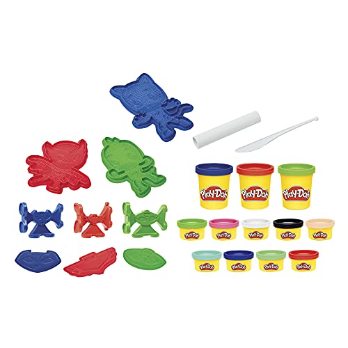 Play-Doh PJ Masks-Juego niños a Partir de 3 años con 12 latas de plastilina, Color (Hasbro F1805)