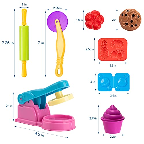 Play Dough accesorios, 40 piezas de plastilina, accesorios de arcilla de modelado de cocina, moldes, rodillo con bolsa de almacenamiento, regalo de masa de arcilla artística para niños pequeños